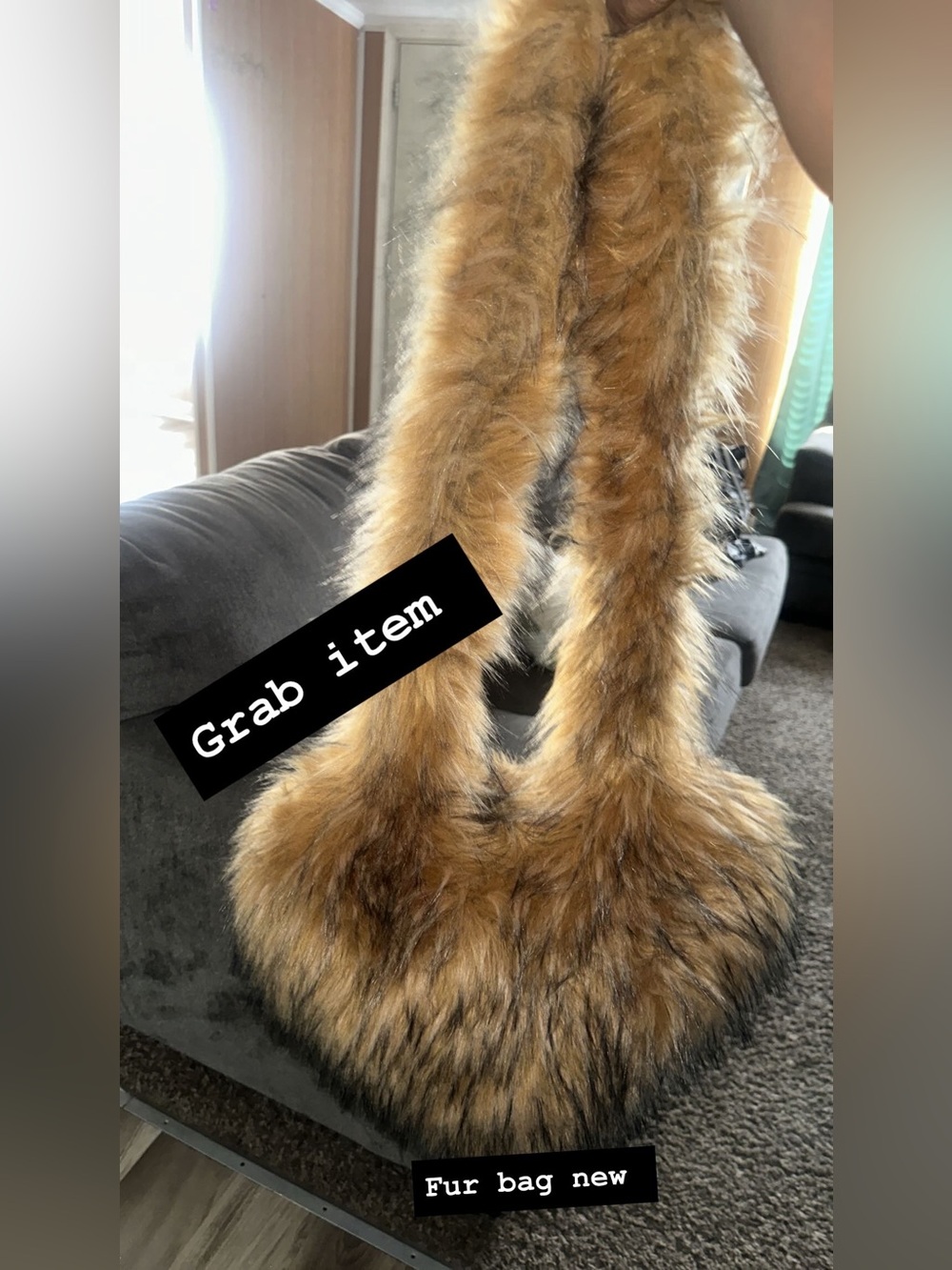 Faux Fur Purse in Golden Brown